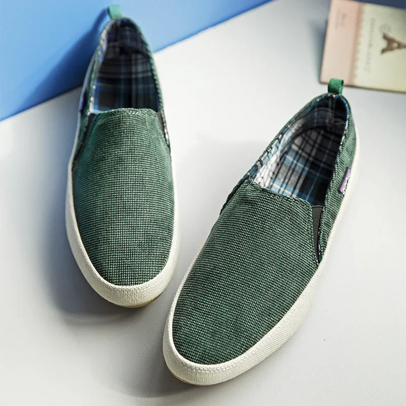 Summer Men's Loafers Classic Slip-ons Casual Shoes Canvas Shoes Breathable Men Sneakers Driving Shoes Flat Walking Sports Shoes 2