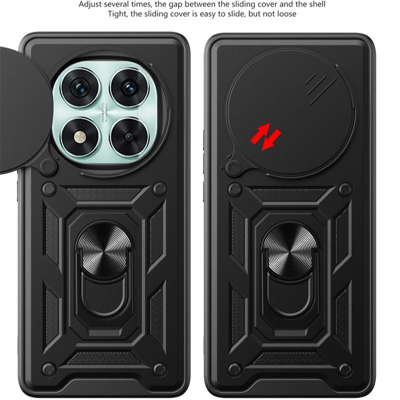 Durable Armor Phone Case with Lens Protection and Magnetic Ring Holder