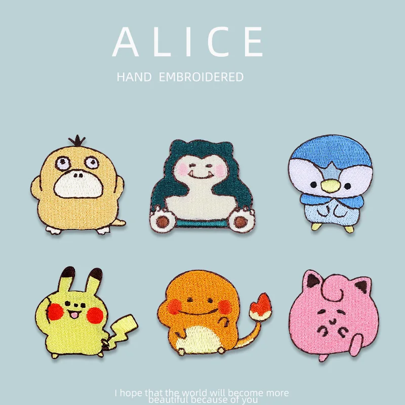 

Pokemon Anime Japan Cartoon Clothing Thermoadhesive Patches for Clothing Embroidered Fusible Patch Garment Jacket Pants Patch