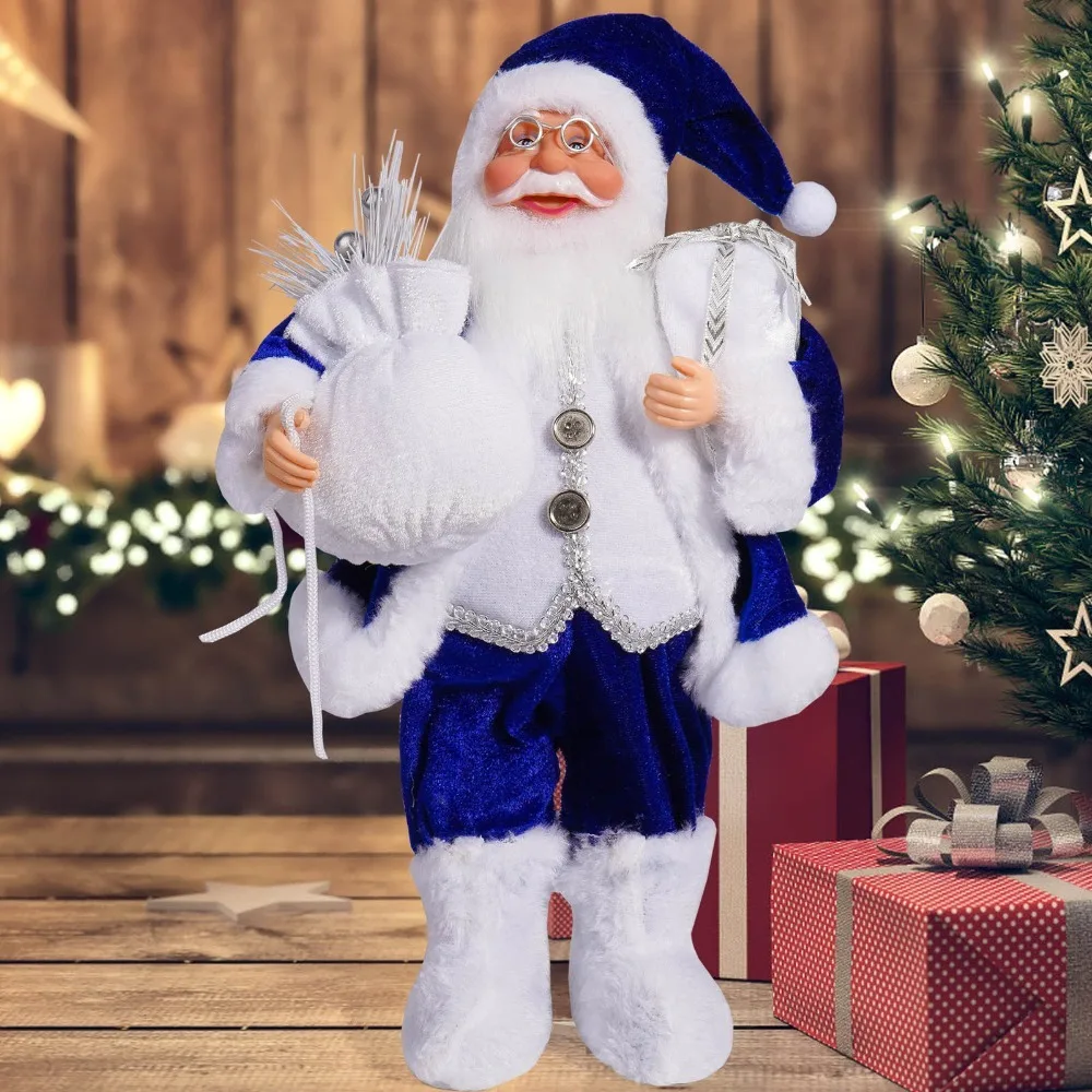 thumbnail image 1 of Muñeco de Papá Noel de pie de 12 pulgadas, adorno para árbol de Navidad, lindo Papá Noel, decoración para ventana, decoración de Año Nuevo, suministros navideños para el hogar, 1 of 5