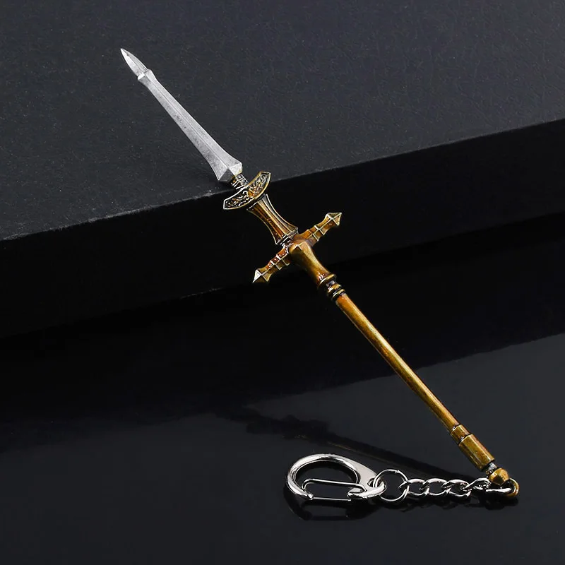 Game Dark Soul Weapon Keychain Anime Dragon Serpent-Hunter 3D Mimi Cartoon Spear Metal Pendant Keyring Jewelry Cosplay Gift