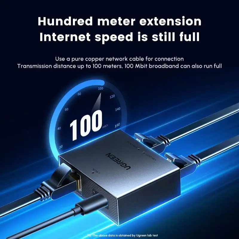 UGREEN 이더넷 분배기 100Mbps 이더넷 분배기 1:2, 플러그 앤 플레이, 2개 장치 동시 네트워킹