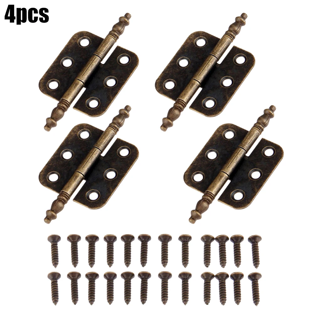 4pcs Wooden Case Hinges Antique Bronze Crown Hinges Jewelry Gift Box Decorative Hinges Cabinet Hinge Music Box Hardware