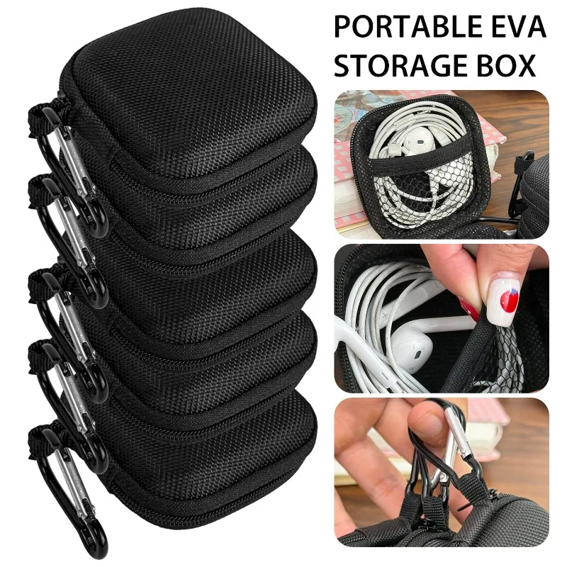 이어폰 하드 케이스 EVA 충격 방지 보관 가방 휴대용 여행용 이어버드 파우치 케이블 USB 드라이브 케이블 정리 케이스