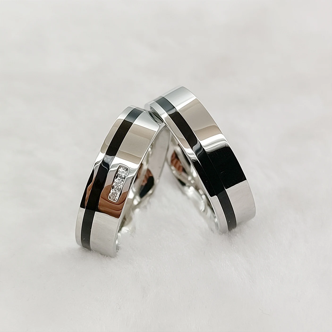 

New Fashion Handmade Promise Wedding Rings Set for His and Her Surgical Stainless Steel Jewelry Alliance