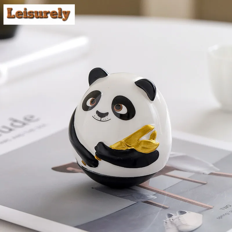 Panda Embracing Bamboo Tumbler Tea Pet Handmade Exquisite Miniatures Tea Figurine Play Toys Tea Statue Ornaments Craftsmanship 