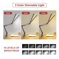 NEWACALOX EU/US 12V Reading Desk Lamp with 160Pcs LED Lights 24W Indoor Light Table Clamp Folding Light for Office/Study/Working 2