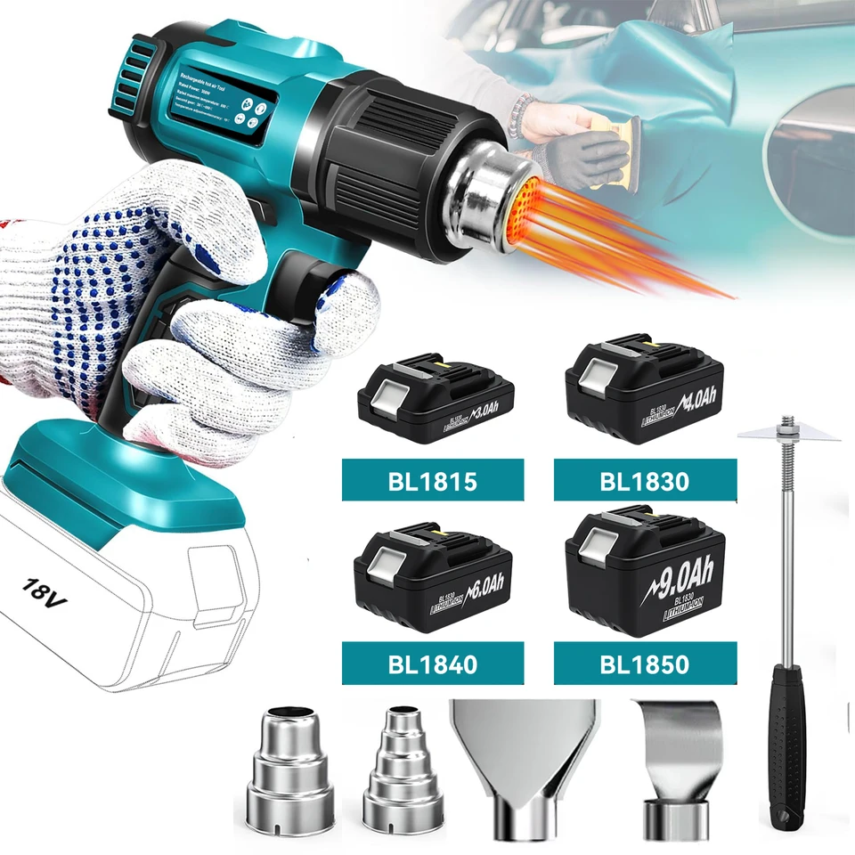 Milwaukee 18V Cordless Heat Gun - 350W, 1022°F Variable Temp, With 4 Nozzles & Scraper For Shrink Wrapping, DIY