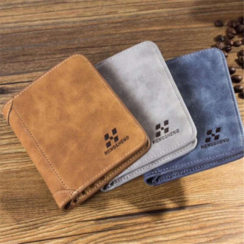

Business Men's Wallet Short Leather Wallet Retro Three Fold Vertical Wallet Youth Korean Multi-Card Wallet Man Purse Coin Bag