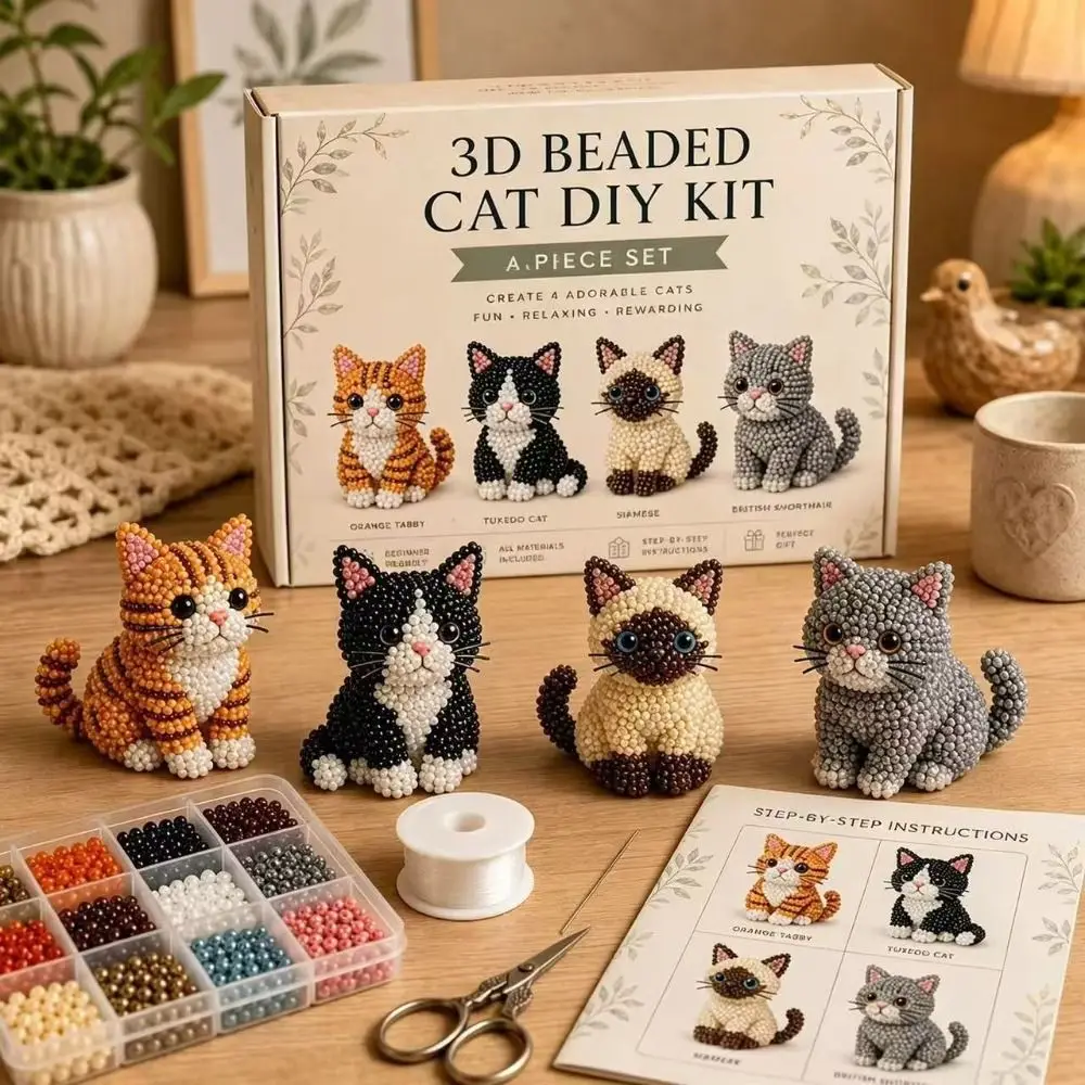 Kit Fai-da-Te per Ricamo con Perline a Tema Animale, Set Artistico Colorato con Piccole Perline, Kit Educativo per Creazioni di Animali
