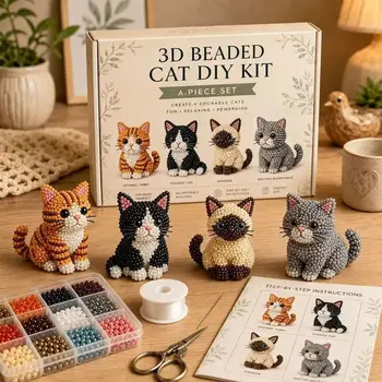 Kit Fai-da-Te per Ricamo con Perline a Tema Animale, Set Artistico Colorato con Piccole Perline, Kit Educativo per Creazioni di Animali