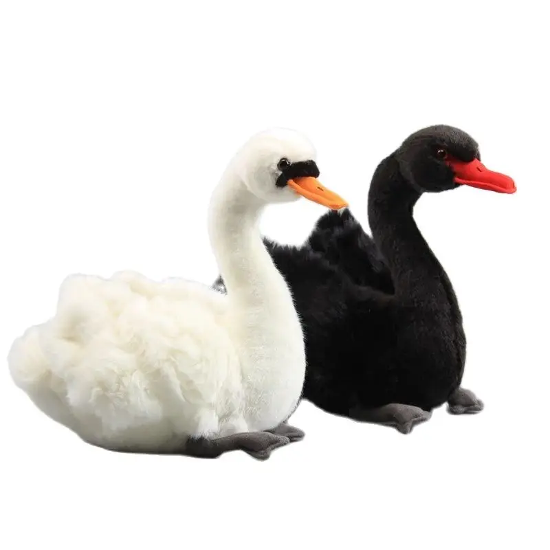 Simulation Animal  Swan Plush Toy Lifelike Swan 25 CM  10'' Penguin 22 cm Soft DollsRealLife Black White Swan Peluche Dolls Kids 3