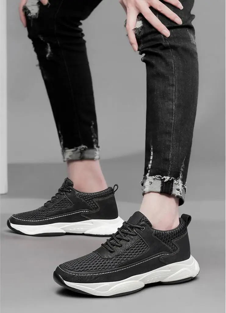 Elevator Sneakers For Men Height Increasing Casual Sports Shoes_voghion.com