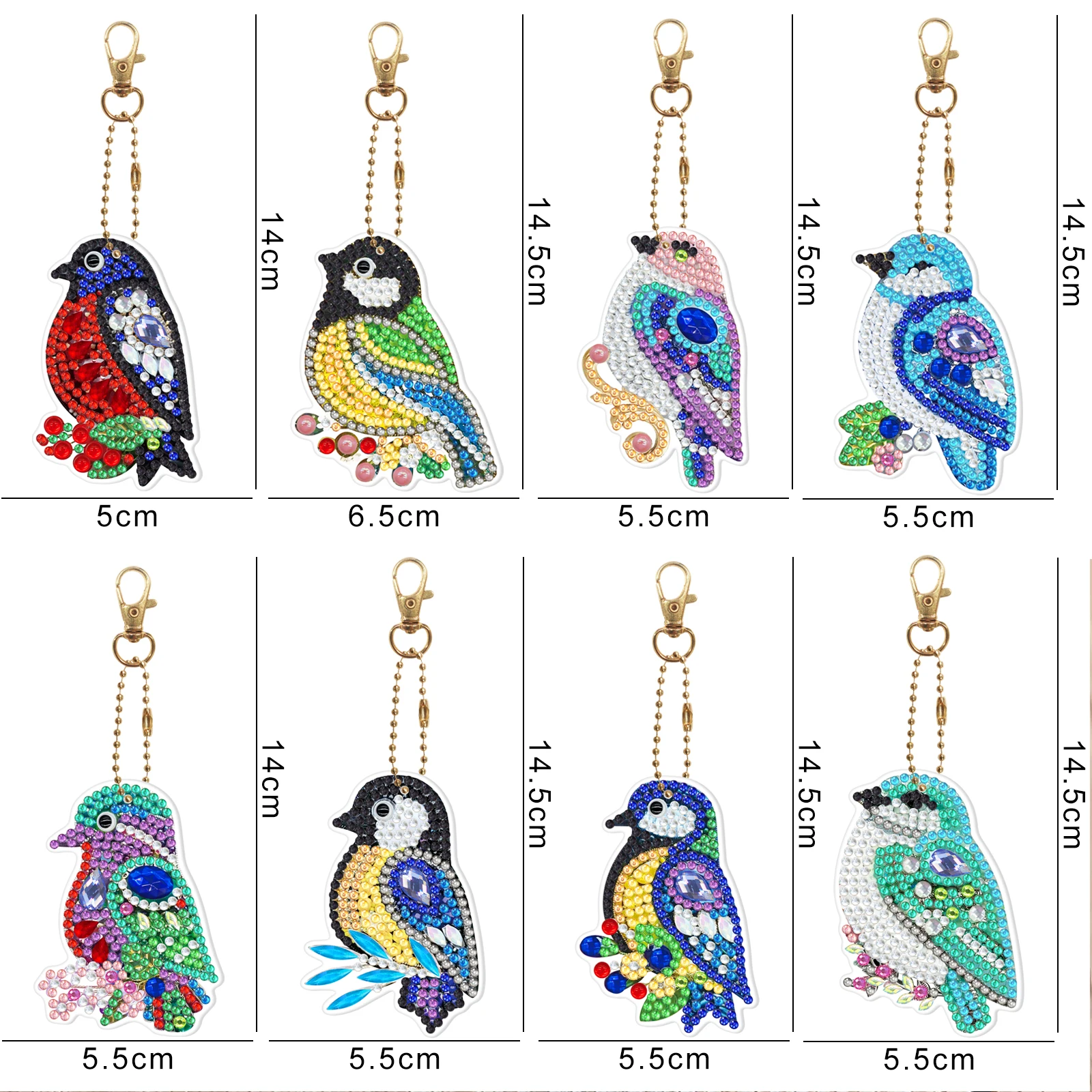 New Keychain 5D Diamond Painting Embroidery Keychain DIY Cartoon Animal Bouquet Keychain Single Sided Point Drill Pendant Gift