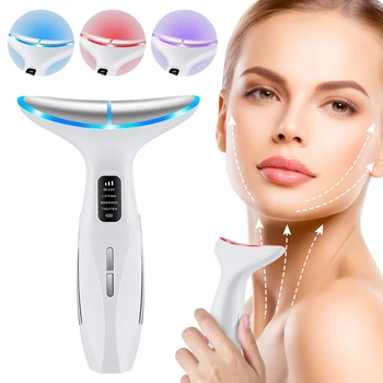 4 Modes LED Neck Beauty Device EMS Facial Lifting Massager Double Chin Remover Heat Therapy Face Skin Rejuvenation Instrument