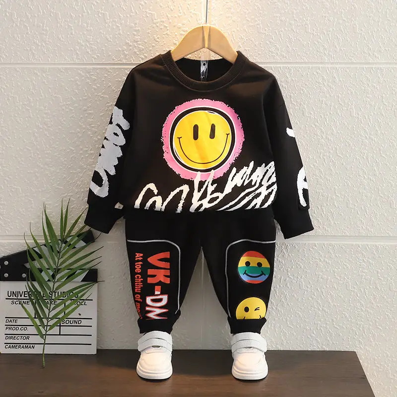 

2022 autumn new Baby children's Cartoon suit boys long-sleeved cardigan trousers two-piece baby leisure sports suit 2 4 6 8Years