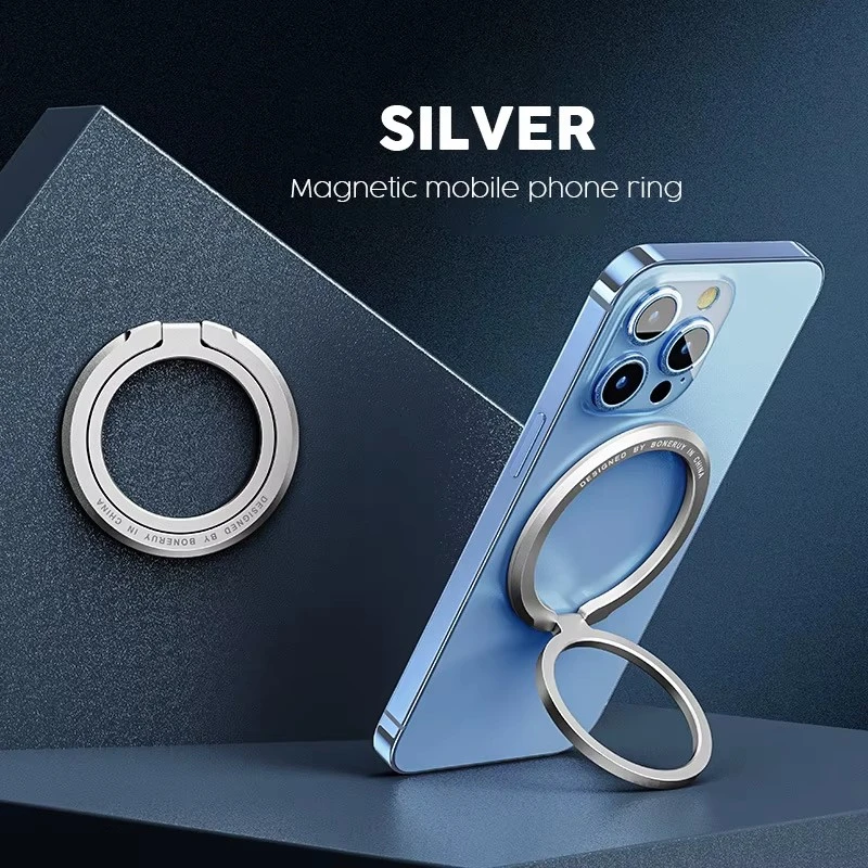 Suporte Magnético de Metal para Celular com Anel e Apoio Dobrável para Magsafe iPhone 17 Pro Samsung