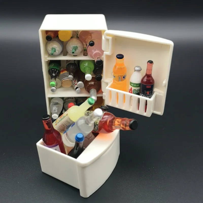 1/12 Dollhouse Miniature Food Drinks Refrigerator Items Model Mini Doll Kitchen Accessories Toys for Girls Bread Beer Bottle Egg