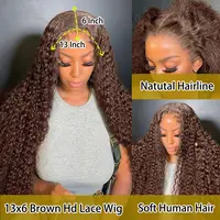 30 pouces chocolat brun vague profonde dentelle avant perruques cheveux humains bouclés 200 densité 13x6 HD dentelle frontale perruque perruque de cheveux humains pour les femmes 3