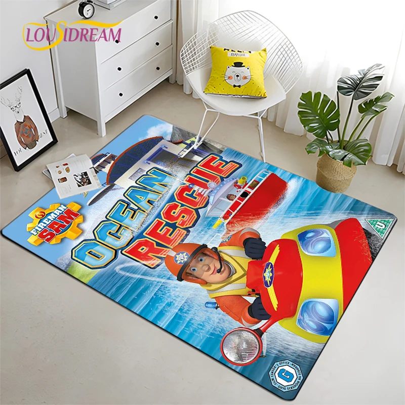 British Classic Animated Decorative Carpet Fireman Sam Flannel Carpet Modern Home Living Room Floor Mats Bedroom Washroom Rugs