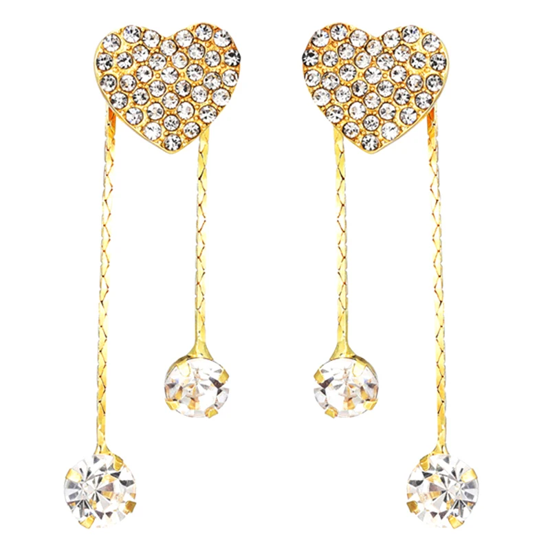 Drop earrings,dangle earrings,crystal earrings,long earrings,pendant earrings,crystal tassel earrings Long Tassels Dangle Earrings For Women Crystal Heart Shaped Pendant Earrings Party Wedding Jewelry Gifts