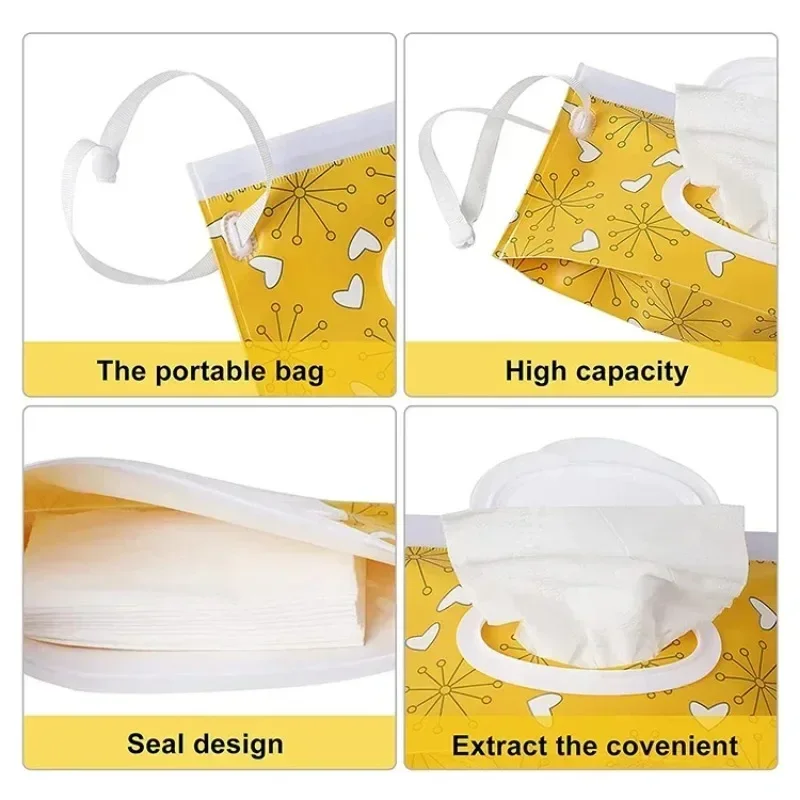 Baby Wet Wipe Pouch EVA Flip Cover Tissue Box Cute Snap-Strap Refillable Wet Wipe Bag Portable Outdoor Useful Stroller Accessory For Wet Wipe Case Baby Wipe Case Wet Wipes Case Tissue Box Wet Wipes Box