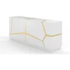 Reception Desks, 78.8" Wide Modern Staton Buffet Glossy White Lacquer with Champagne Gold Embellishments, Desks 3