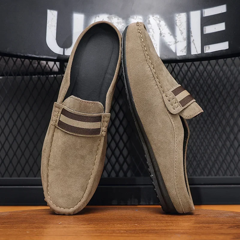 Lefu Shoes Men's Lightweight Bean Shoes Summer One Step Push lazy Breathable Casual Half Support Slippers for men 4
