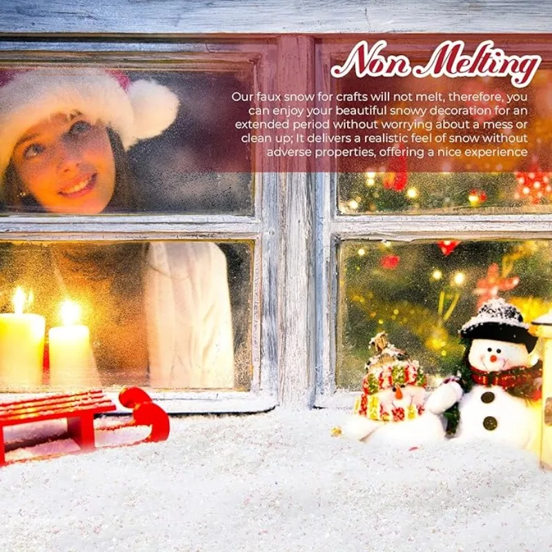 Description Picture 6 of item50/200g Christmas Snowflakes Ornaments Artificial Fluffy Fake Snow Powder DIY Home New Year Party Winter White Scene Prop Supply