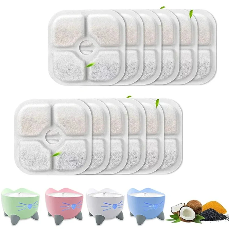 Pet Water Fountain 6pcs/12pcs Replacement Filters Triple Filtration System for PIXI Dispenser