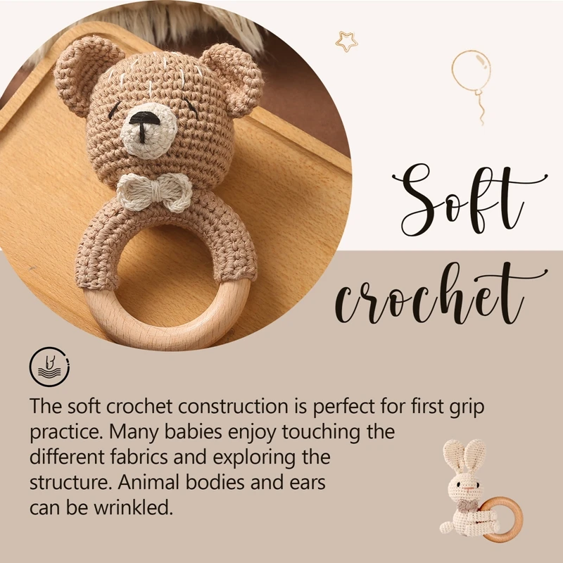 Crochet Animal Bear Rattle Toy 4