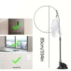 Cat Teaser Toy Cat Teaser Pole With Feather Bell Extended Rod Suction Cup Durable Bite Teaser Stick Replaceable Feather Head 3