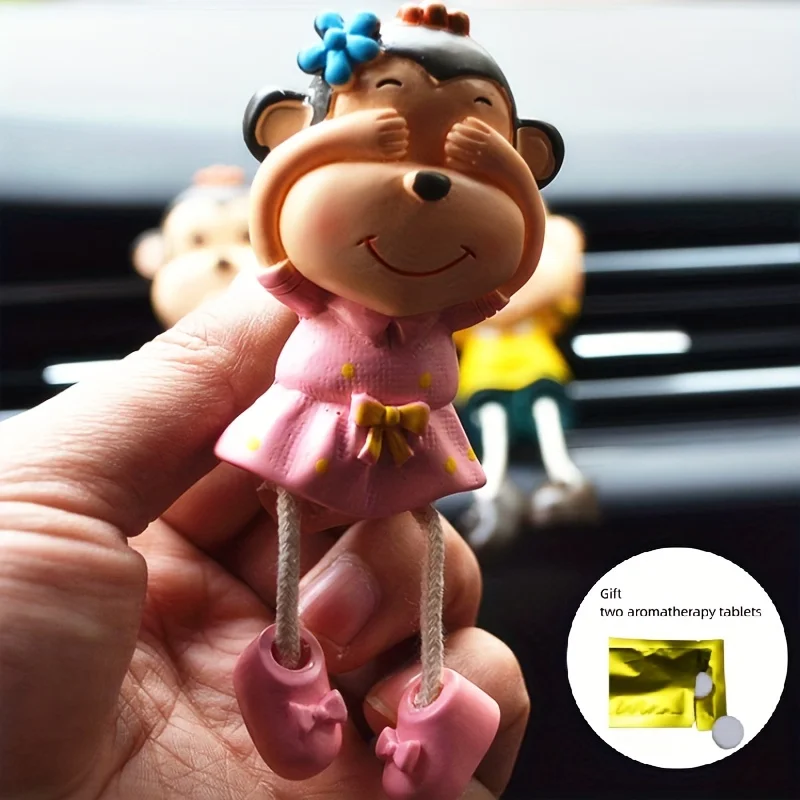 

1pc Car Perfume Clip Air Outlet Creative Cartoon Monkey Car Perfume Clip Air Outlet Aromatherapy Car Decor Accessories