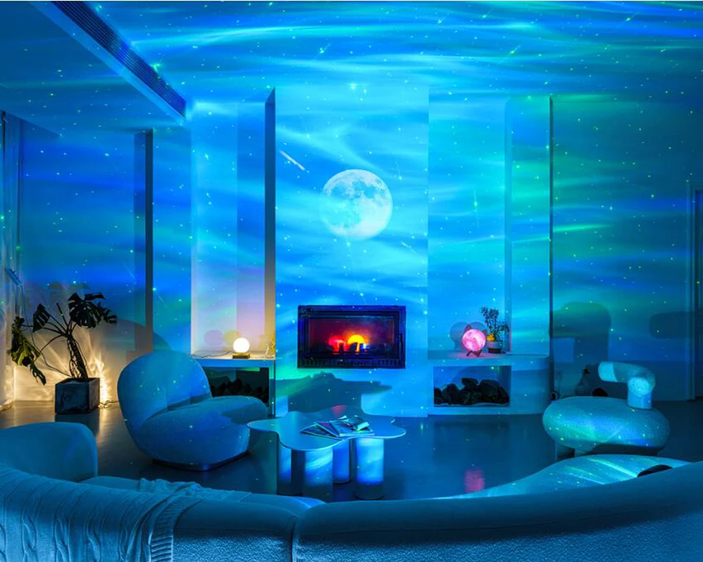 Star Galaxy Projection Light Moon Laser Atmosphere Desk Lamp APP Projector With Speaker For Home Party Holiday Night Light battery night light