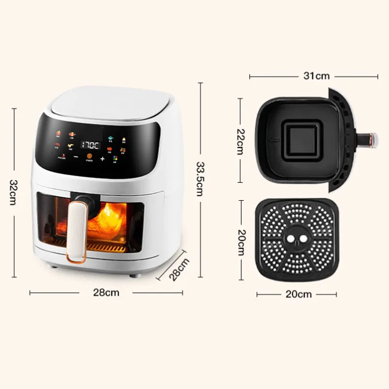 Air Fryer Visible Home New Multifunctional Oven Large Capacity Electric 110/220V English Screen Food Processor Kitchen Appliance 4