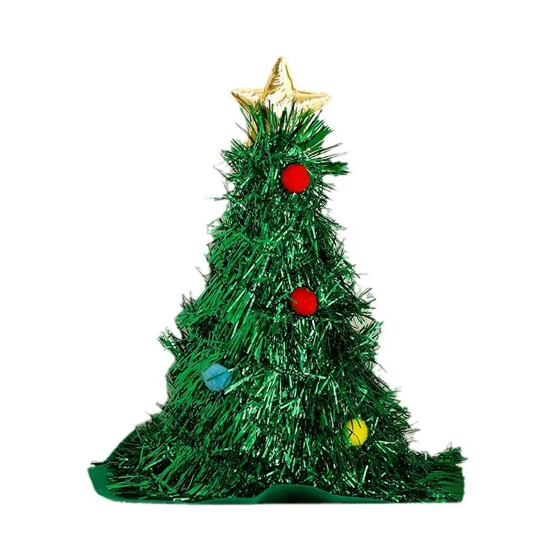 Merry Christmas Hat Green Glitter Christmas Tree Caps Decoration Xmas New Year Home Party Santa Claus Props