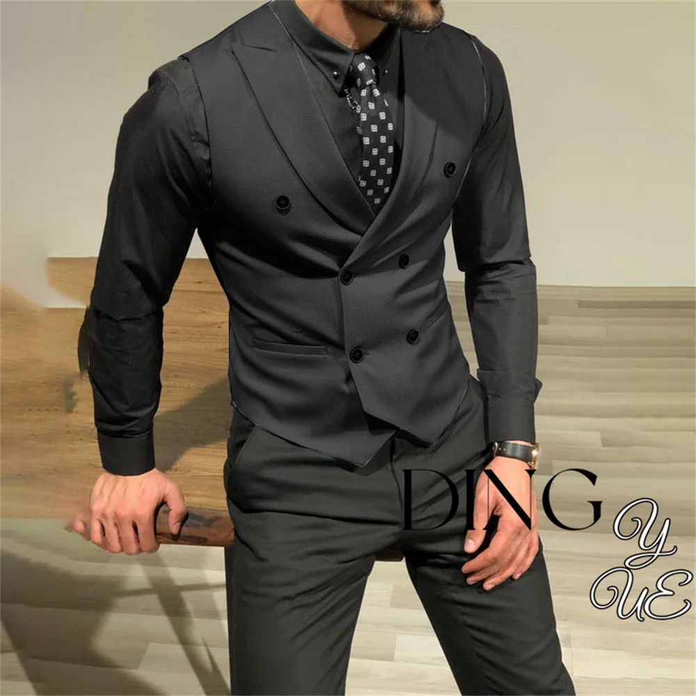 

Business Casual Men's Suit Vest Double Breasted Slim Fit Groomsmen Waistcoat For Wedding Business Banquet Work Male Coat