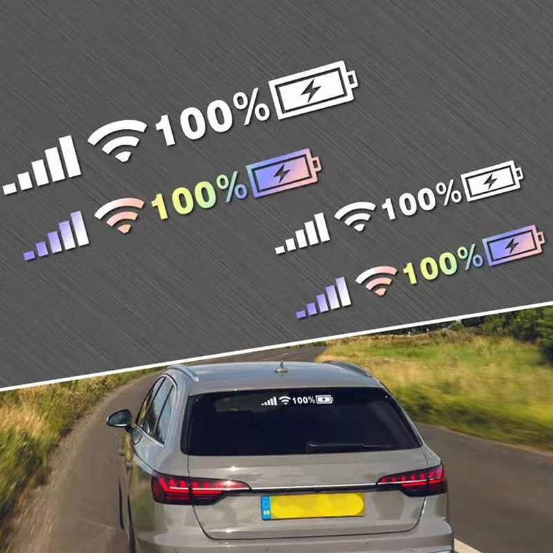 

Auto Vinyl Reflecterende Sticker 100% Wifi Batterij Niveau Signaal Grappige Decals Decor Voor Auto Decor Accessoires