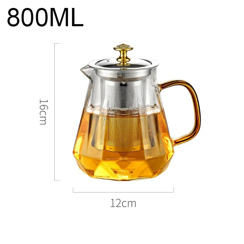 Teiera In Vetro Borosilicato Con Infusore - 800 Ml, Resistente Al Calore, Microonde Sicuro, Beccuccio Antigoccia - Foto 5