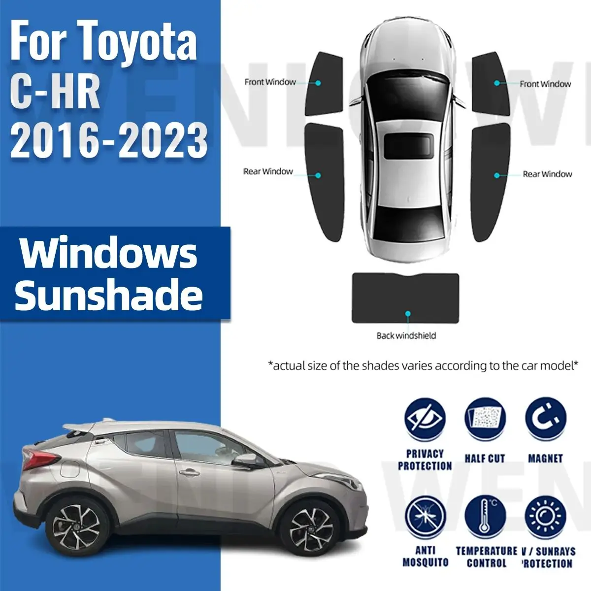 

For Toyota CHR C-HR 2016-2023 CH-R Magnetic Car Sunshade Shield Front Windshield Frame Curtain Rear Side Window Sun Shades