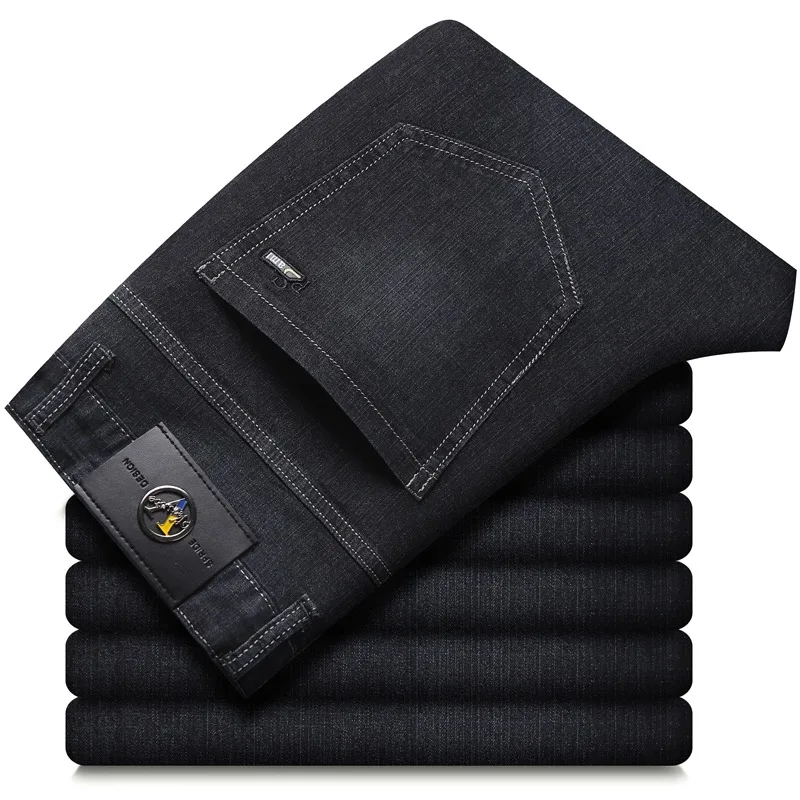 Spring Autumn Men's Zipper High Waist Solid Button Pocket Denim Workwear Trousers Fashion Vacation Office Lady Casual Pants
