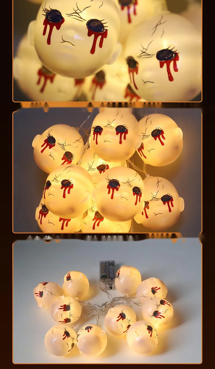 New LED Halloween Atmosphere Decoration Face USB String Remote Control Ghost Festival Night Light_voghion.com
