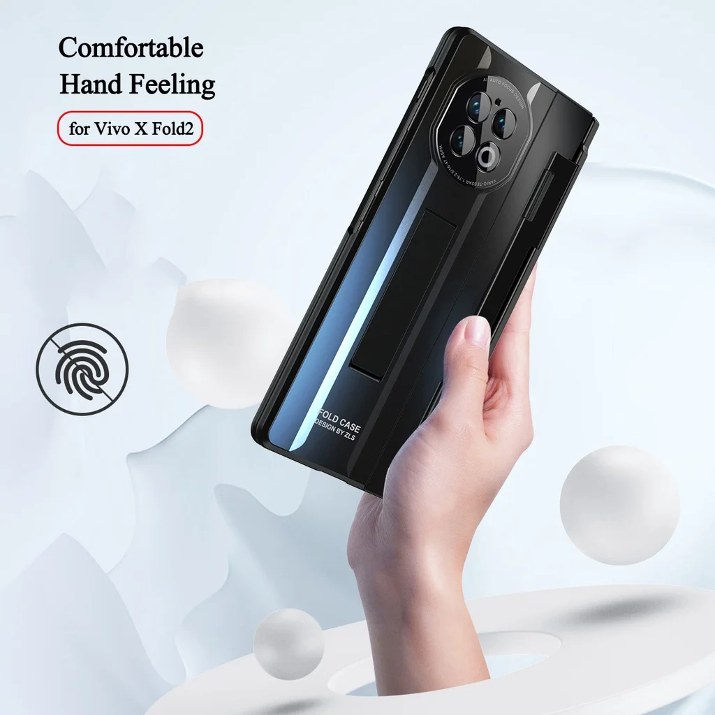 Magnetic Hinge for Vivo X Fold2 X Fold 2 Case Tempered Glass Stand Plating Hard Case Protection Cover for Vivo X Fold2 X Fold 2