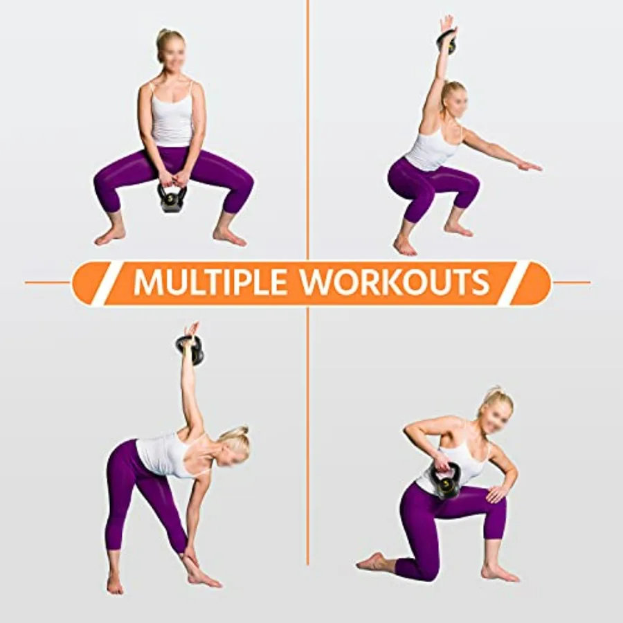 Kettlebell Set, 4-Piece Kettlebells HDPE Coated Kettle Bell Weight Set, Cement-Filled Strength Training Kettlebells, Kettle Ball