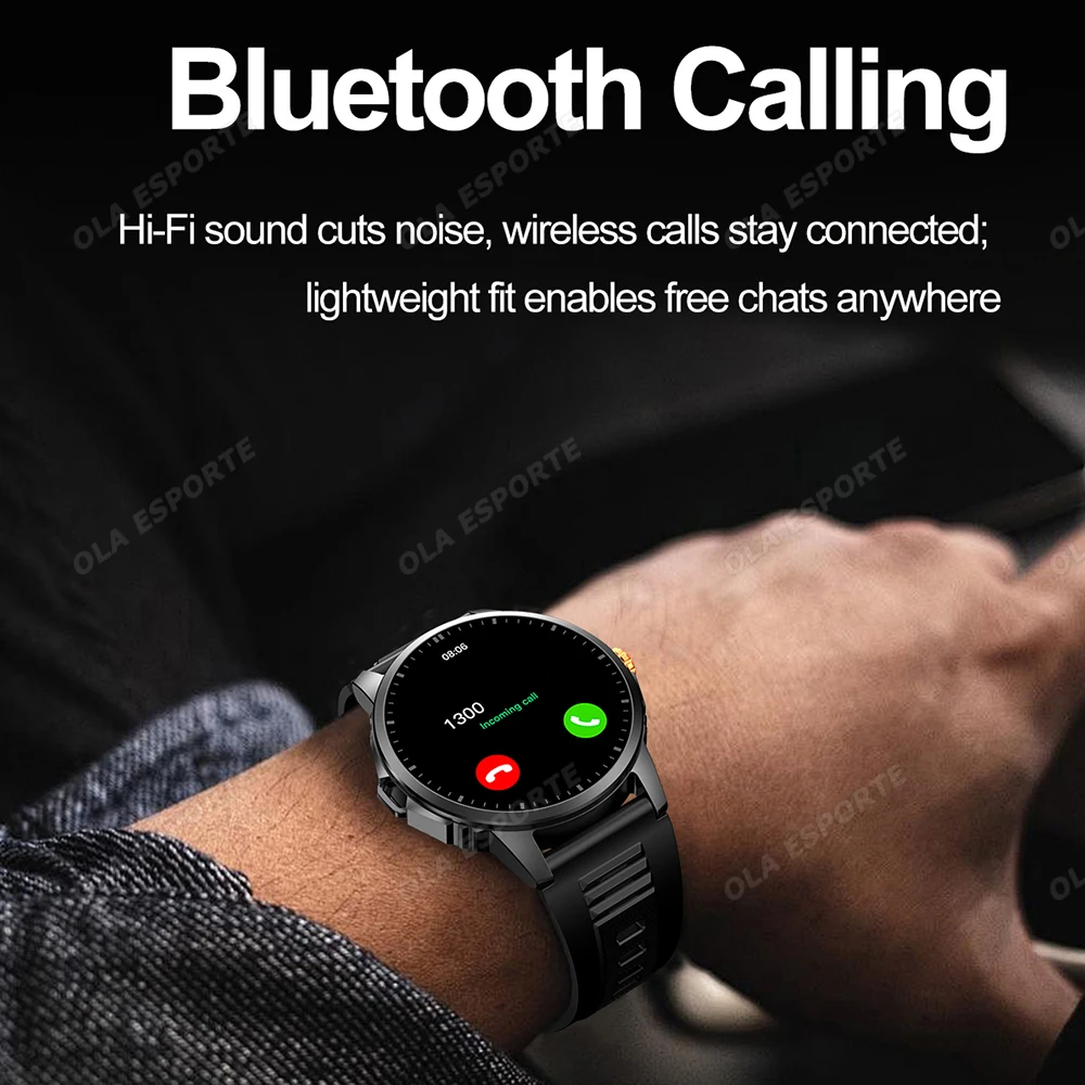 New Outdoor Dual Flashlights Smart Watch Men Bluetooth Call Heat Rate Health Monitor Watches Waterproof Fitness Sport Smartwatch