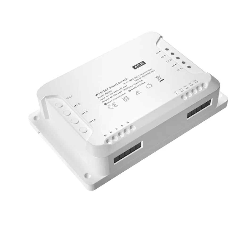 

1pc 4 Way Smart Switch For Sonoff 4CH 10A Relay AC100-240V APP Control Accessories Connected Device Controller