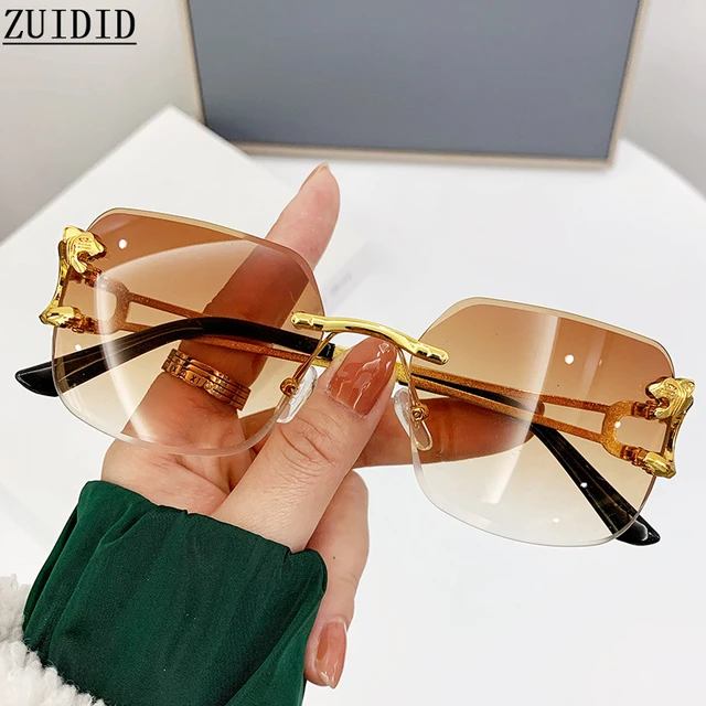 2022 Rimless Sunglasses Fashion Sunglasses Women Tide Vasos Decorativos  Luxury Lunette De Soleil Femme Vintage Zonnebril Dames