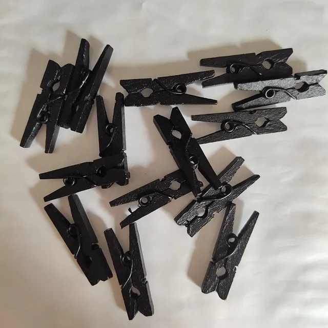 50 Db Fekete Fa Ruházat Klipek Irodai Party Dekorációs Kiegészítők Fotó Függő Csapok 26 Mm Diy Kézműves Ruhacsipeszek - Image 4