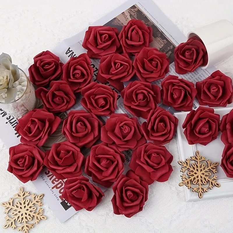 10/20 Stück Rose Künstliche Blumen Köpfe Schaum Gefälschte Blume für Zuhause Zimmer Dekor Hochzeit Dekoration Party Handwerk Kranz Geschenk Zubehör – Detail 4