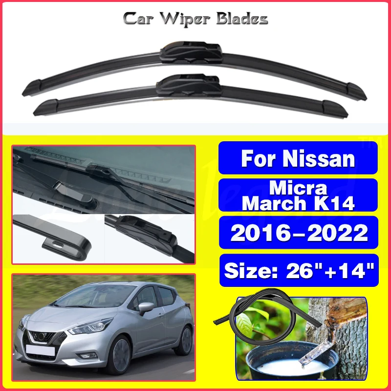 

For Nissan Micra March K14 2016 2017 2018 2019 2020 2021 2022 Car Front Wiper Blades Windscreen Windshield Brushes Accessories